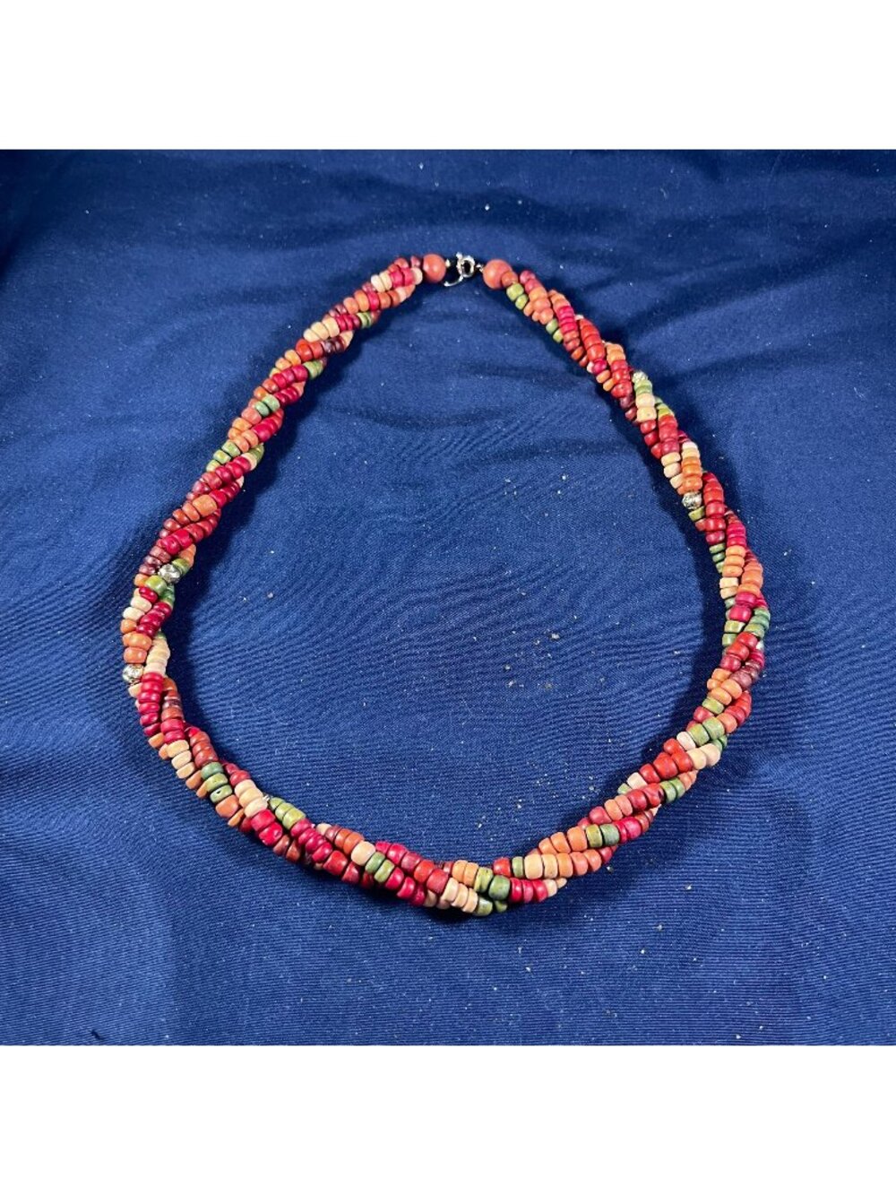Colorful Multi-Strand Beaded Necklace With Silver-Tone Clasp For Women